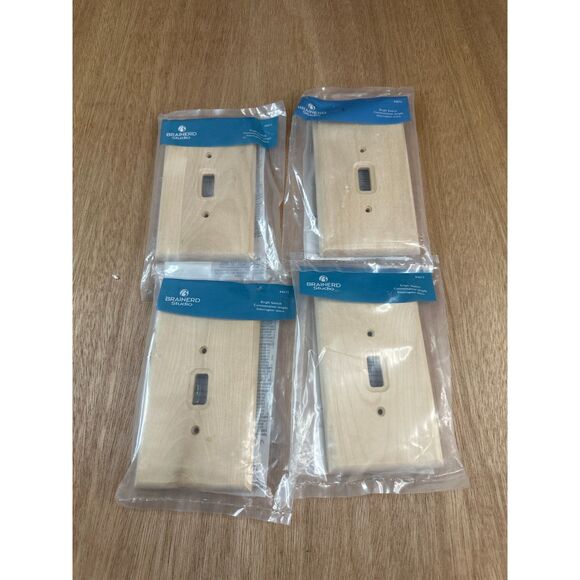 Lot of 4 Brainerd Studio Single Switch Wall Plates Unfinished Wood 64673 New - Picture 1 of 2
